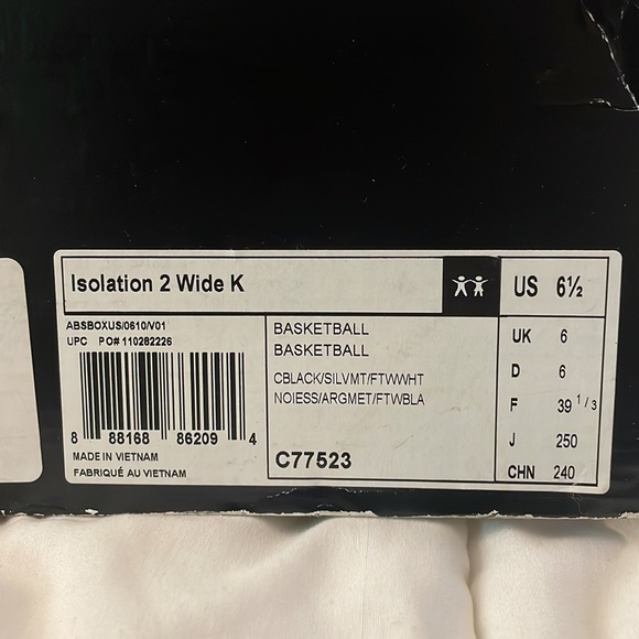 Kids size 6.5 black/silver Adidas sneaker - Picture 5 of 5